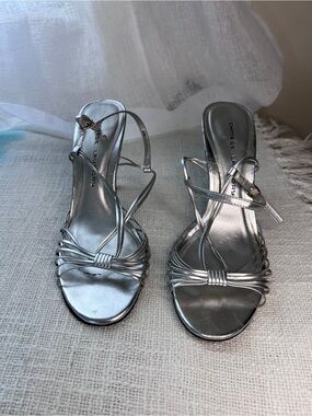 Chinese Laundry size 8 silver Strappy Slingback Heels